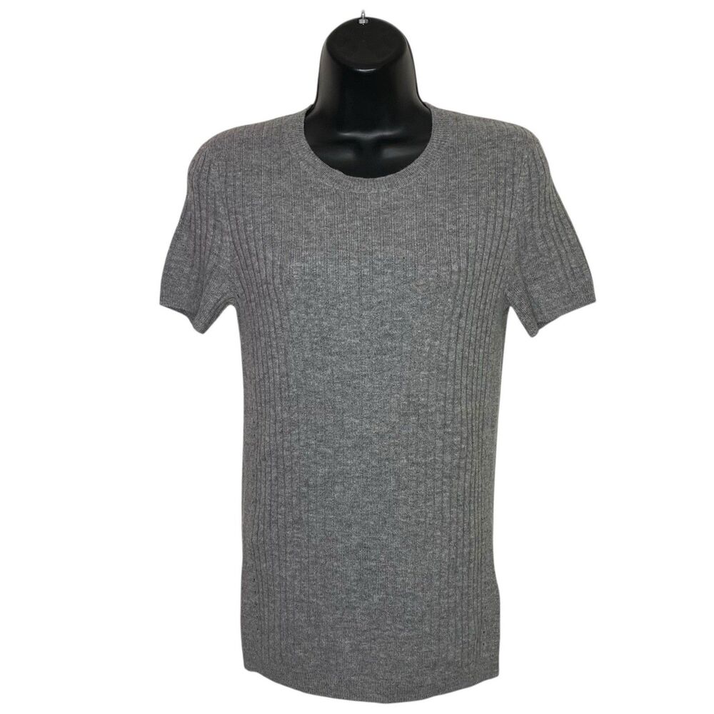 AG Sweater Womens Small Gray Merino Wool Cashmere Pullover Ribbed Top Knit NEW